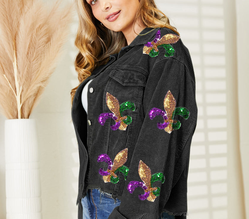 Sequin Raw Hem Jacket