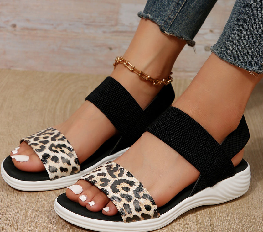 PU Leather Open Toe Low Heel Sandals