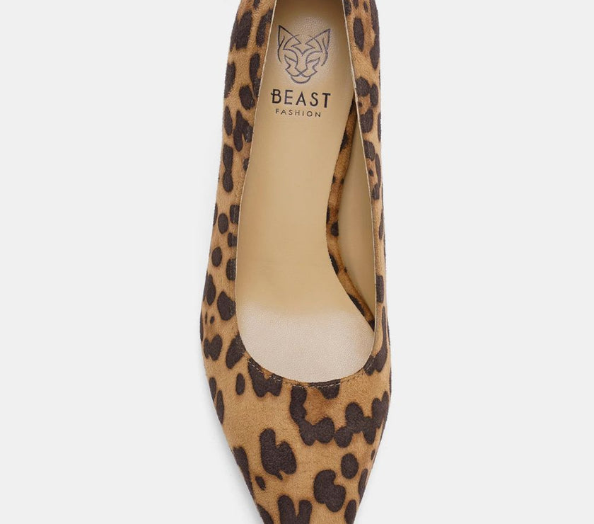 Beast Fashion Faux Suede Leopard Point Toe Pumps