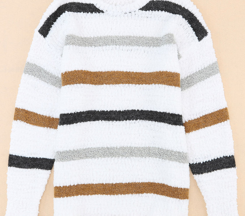 Striped Round Neck Dropped Shoulder Sweater