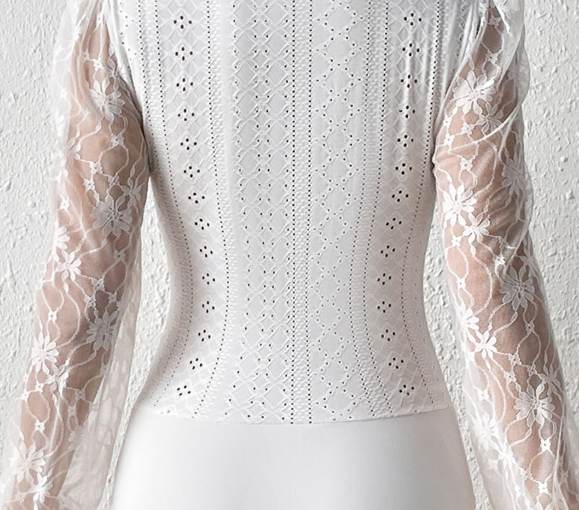 Eyelet Lace Long Sleeve Bodysuit