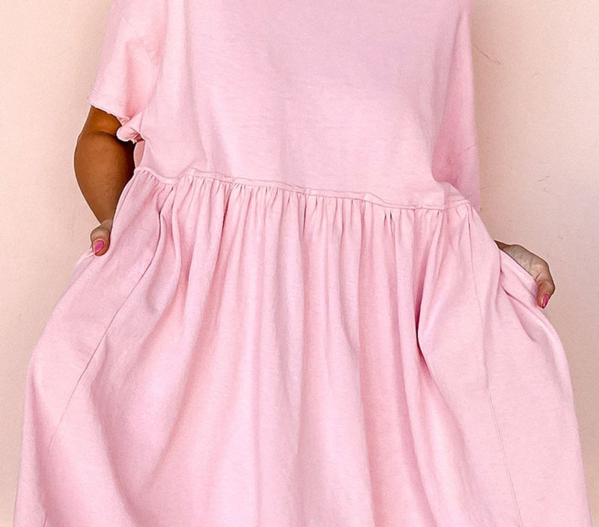 Round Neck Half Sleeve Mini Dress