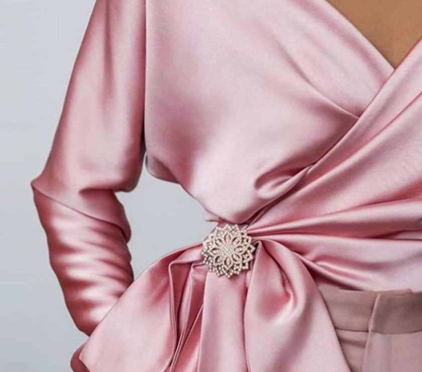 Surplice Long Sleeve Blouse