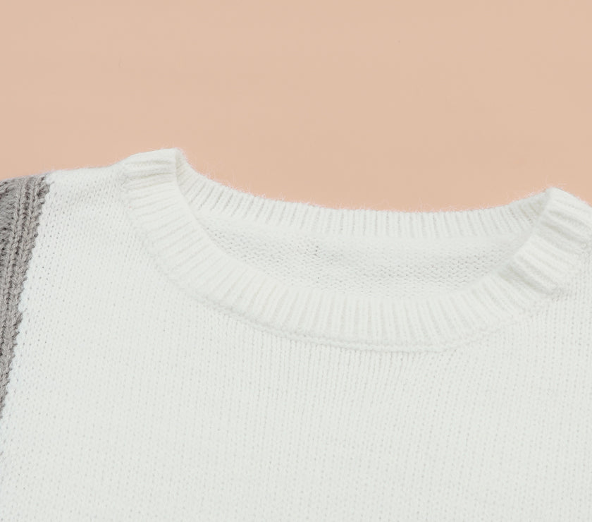 Color Block Textured Drop Shoulder Sweater