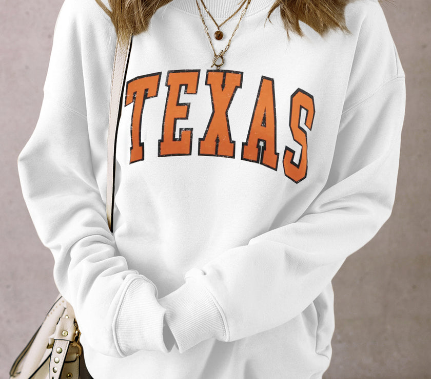TEXAS Round Neck Dropped Shoulder Sweatshirt