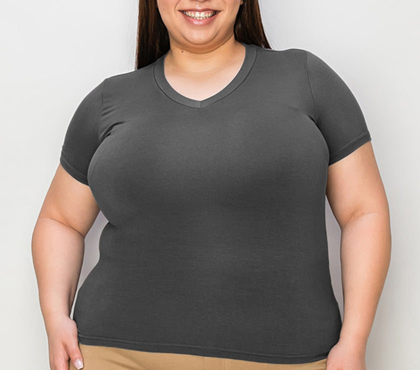 Basic Bae Full Size V-Neck High-Low T-Shirt