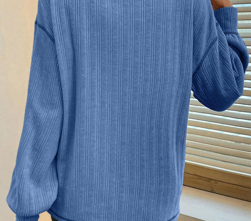 Mandy Contrast Stitching Round Neck Long Sleeve T-Shirt