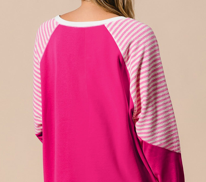 Striped Round Neck Long Sleeve Sweatshirt