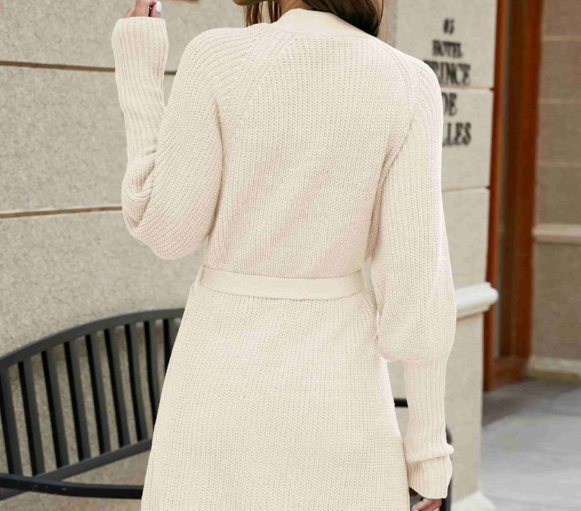 Open Front Lantern Sleeve Cardigan