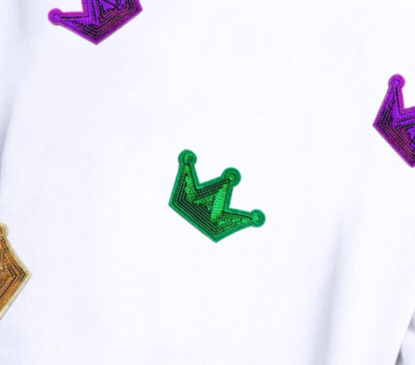 Crown Sequin Round Neck Sweatshirt