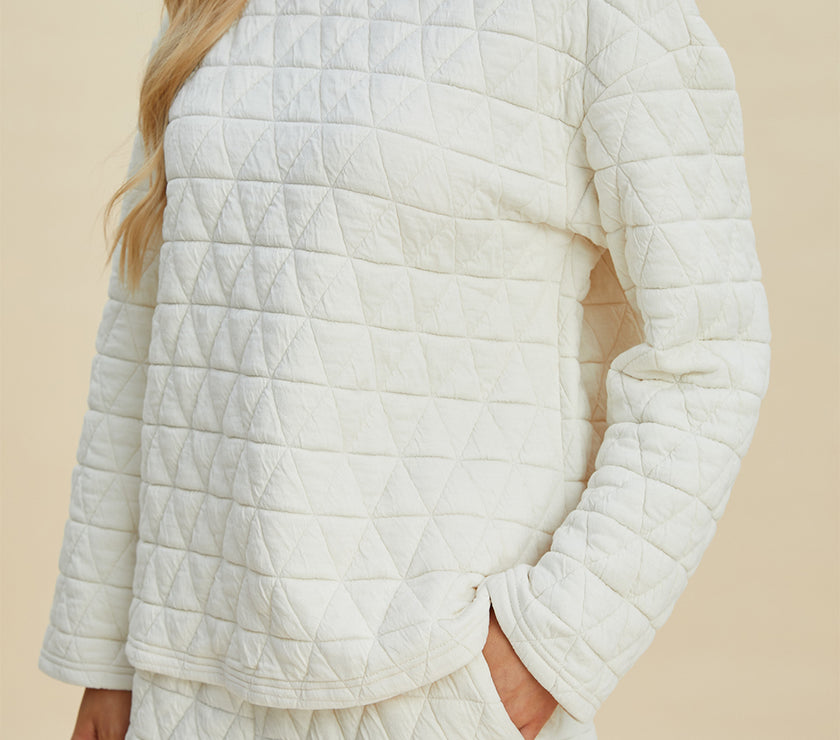 Double Take Full Size Texture Round Neck Long Sleeve Top and Pants Set