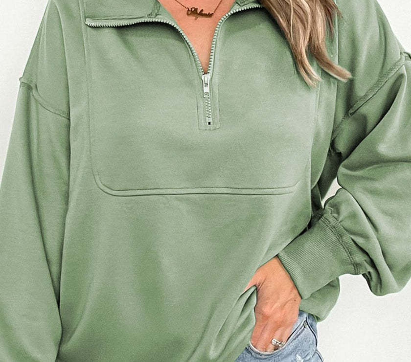 Half Zip Long Sleeve Sweatshirt