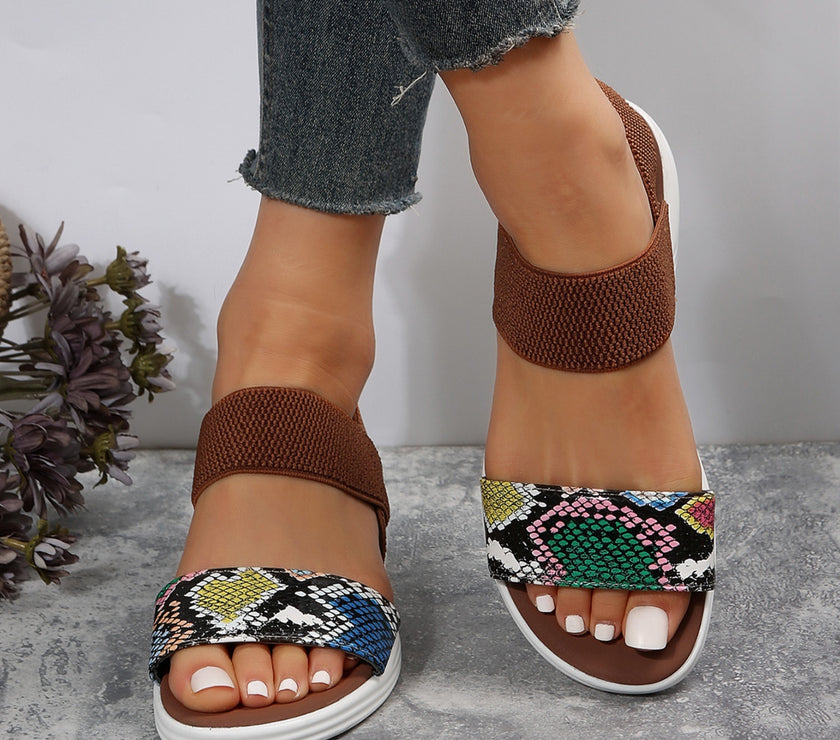 PU Leather Open Toe Low Heel Sandals