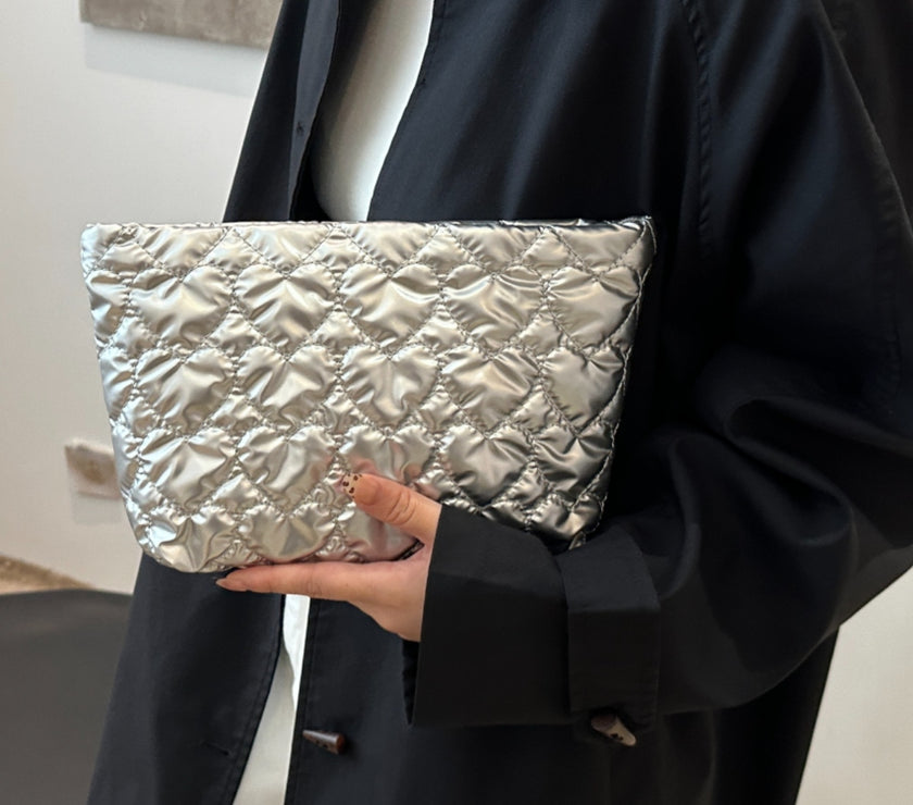 Ruched Heart Clutch with Zipper