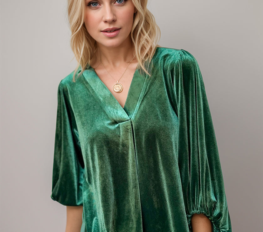 V-Neck Three-Quarter Sleeve Blouse