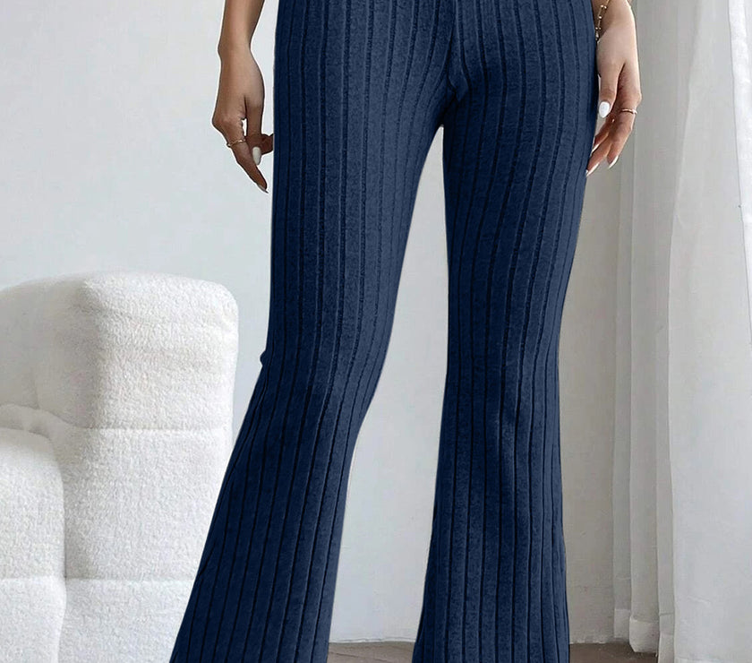 Basic Bae Full Size Ribbed High Waist Flare Pants