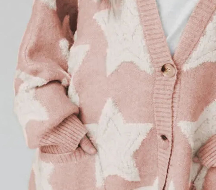 Star Button Up Long Sleeve Cardigan