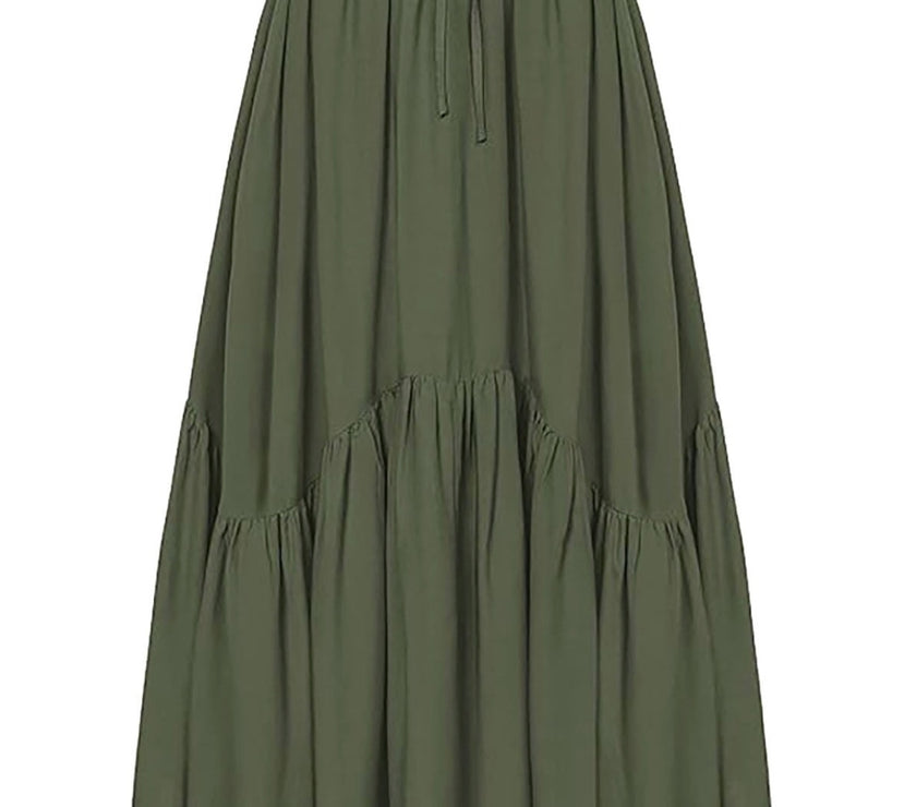 Smocked Waist Band Ruched Layered Skirt