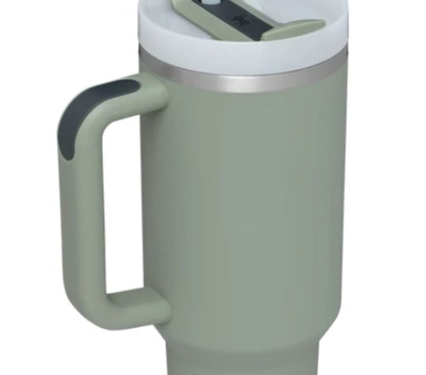 Stainless Steel Tumbler with Upgraded Handle and Straw