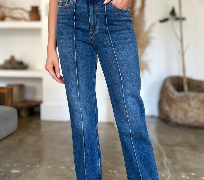Judy Blue Full Size High Waist Front Seam Detail Straight Jeans