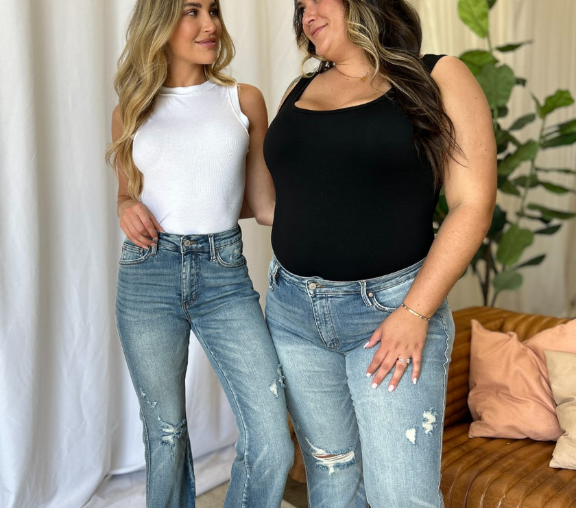 Judy Blue Full Size Medium Rise Tummy Control Destroy Flare