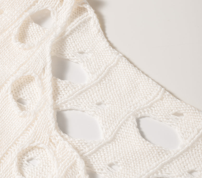 Cutout Round Neck Dropped Shoulder Knit Cover Up