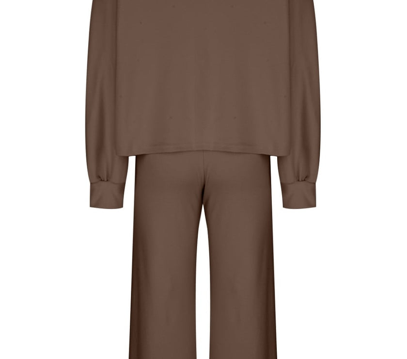 Round Neck Long Sleeve Top and Pants Set