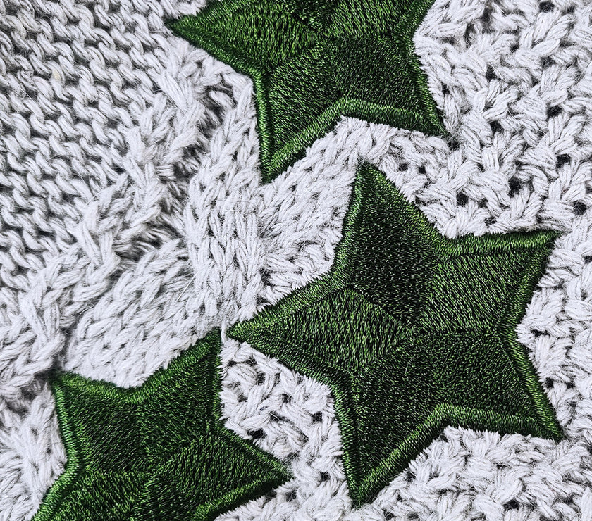 Star Embroidered V-Neck Long Sleeve Cardigan