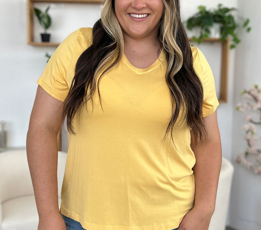 Basic Bae Bamboo Full Size V-Neck High-Low T-Shirt