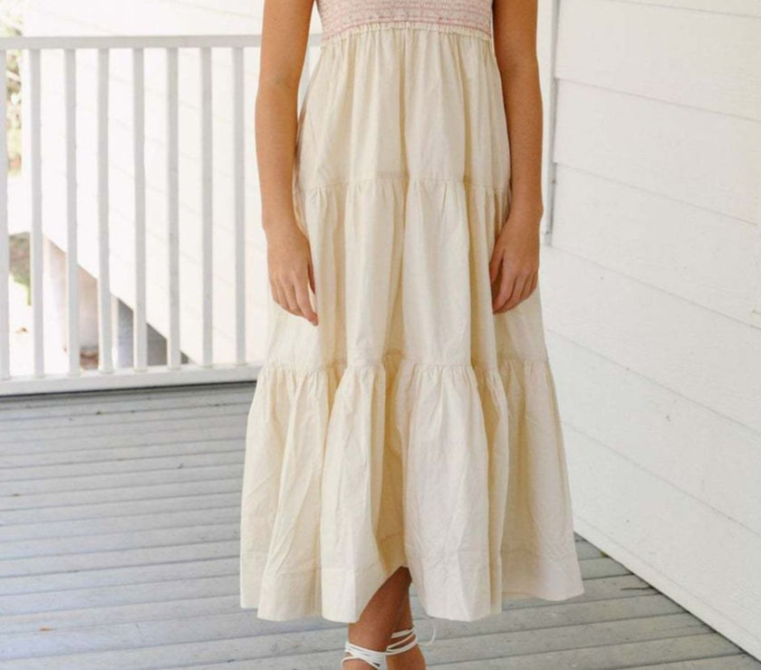 Tiered Tie Shoulder Midi Cami Dress