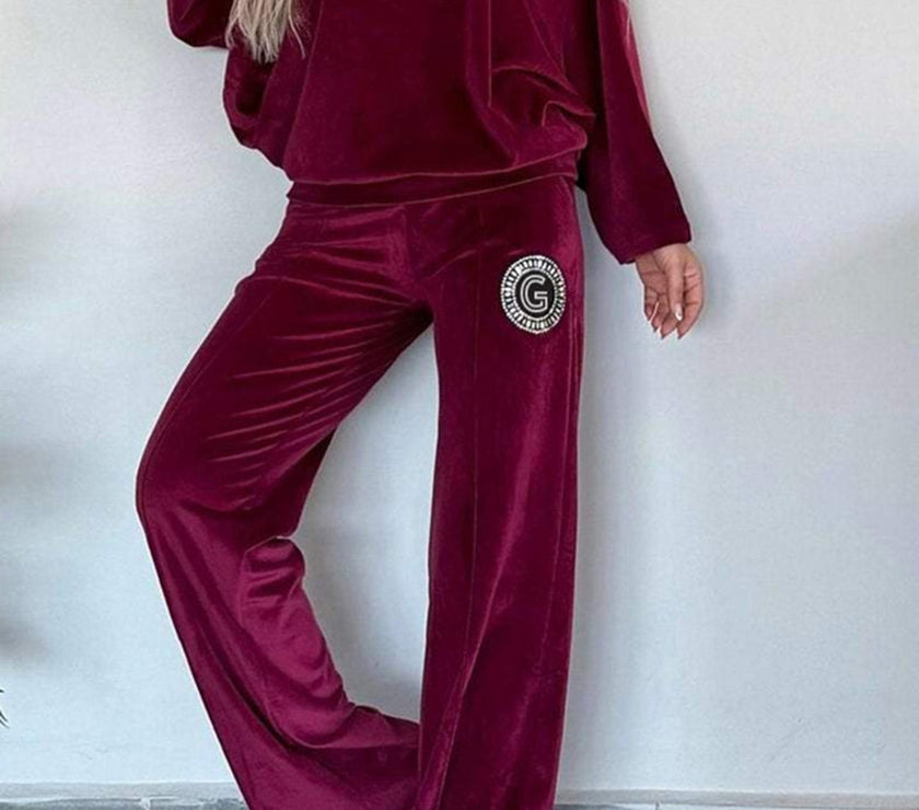 Full Size Boat Neck Long Sleeve Top and Pants Set