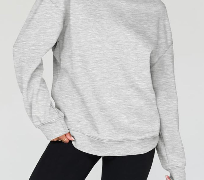 Mock Neck Drop Shoulder Long Sleeve Sweatshirt