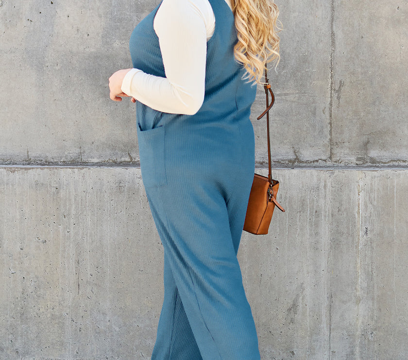 Double Take Full Size Sleeveless Straight Jumpsuit
