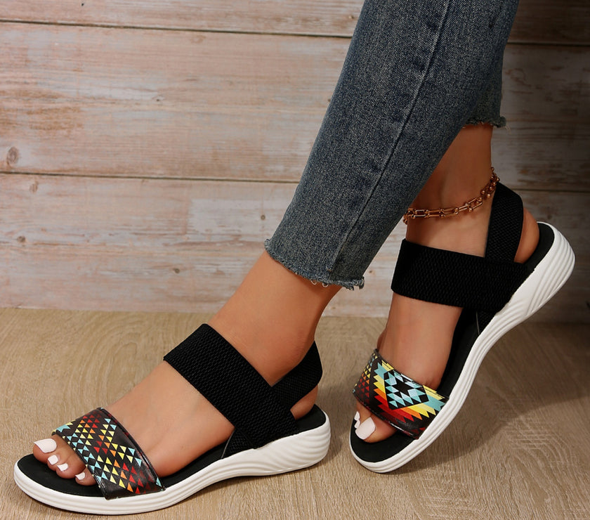 PU Leather Open Toe Low Heel Sandals