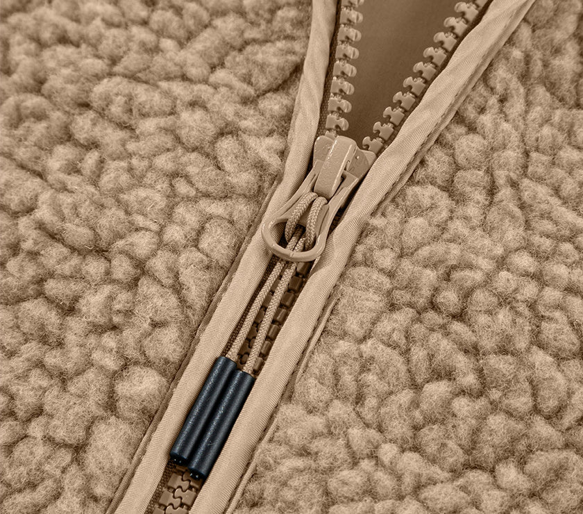 Drawstring Fleece Zip Up Hooded Jacket