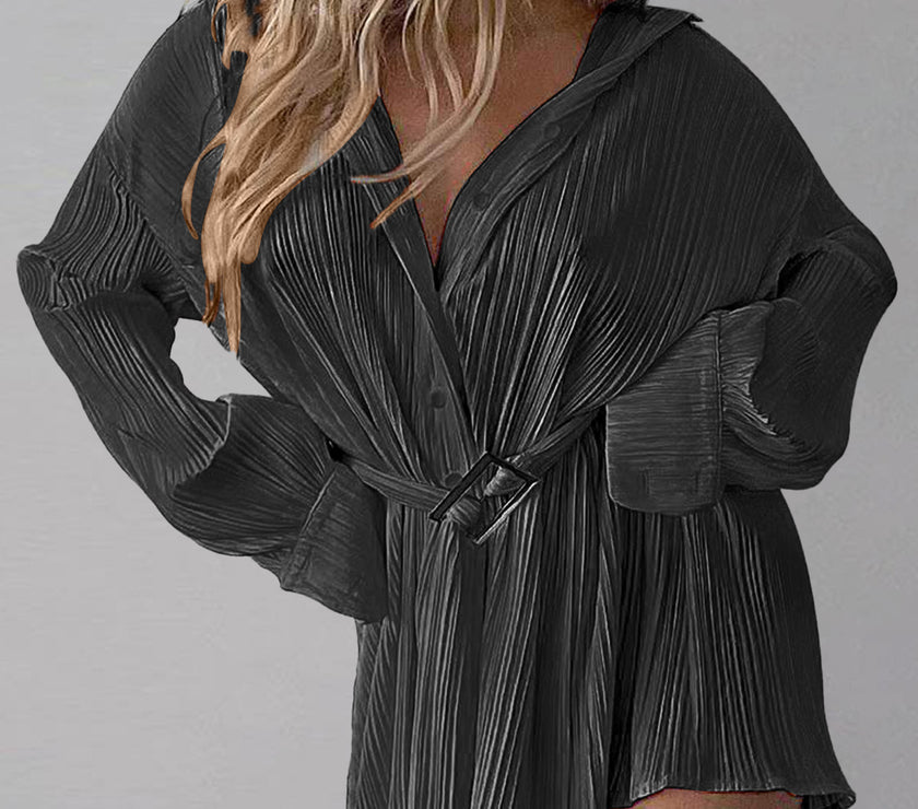 Button Up Dropped Shoulder Shirt Dress