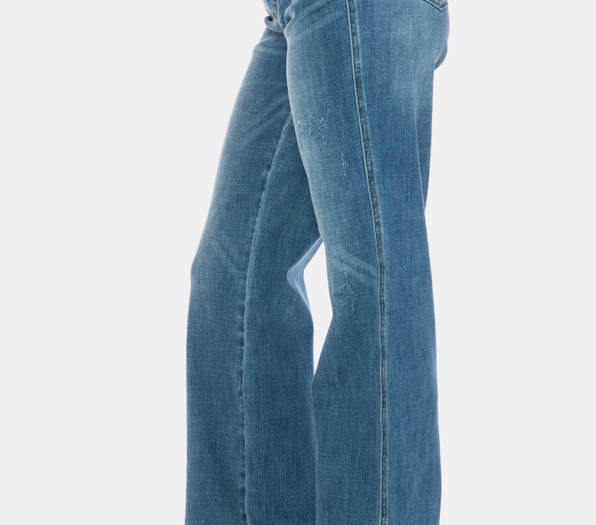 Judy Blue Full Size Tummy Control Cut Raw Hem Straight Jeans