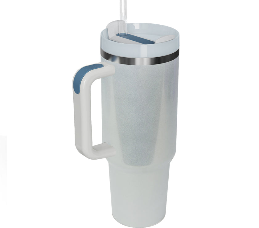 Stainless Steel Tumbler with Handle and Straw
