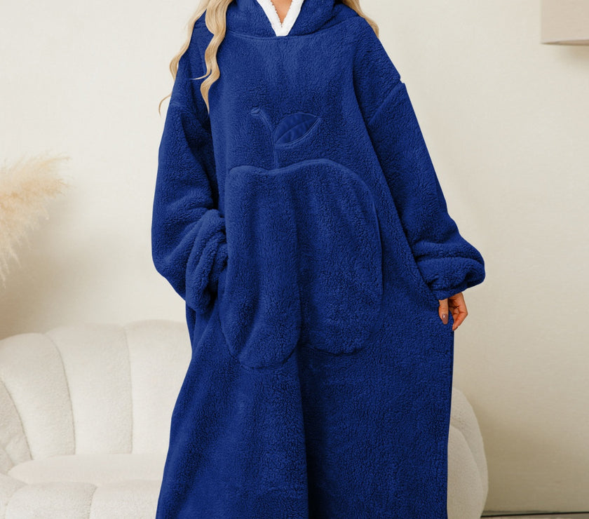 Pocketed Contrast Long Sleeve Hooded Lounge Dress