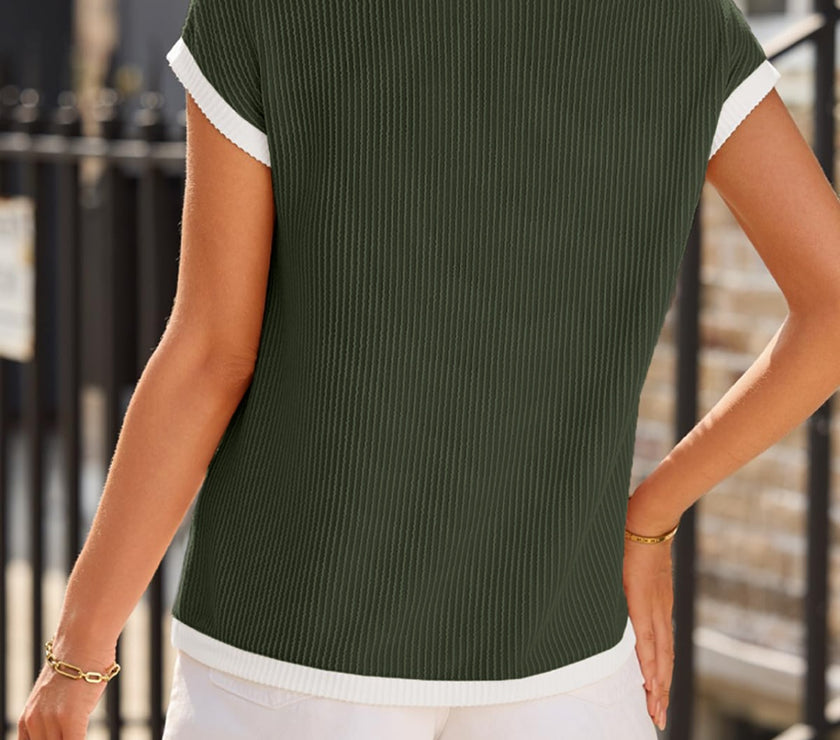 Contrast Trim Round Neck Short Sleeve T-Shirt