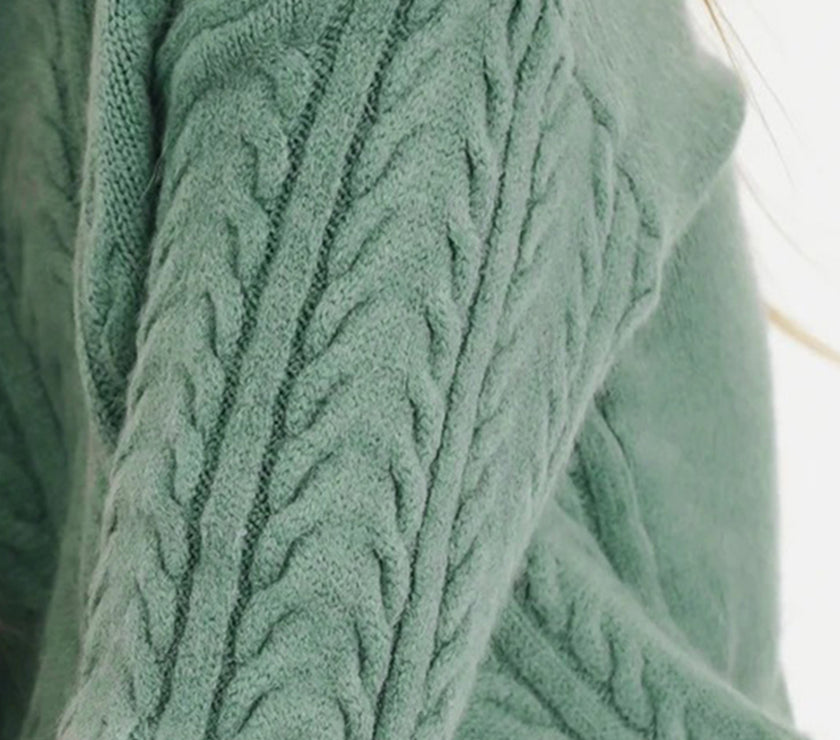 Cable Knit Turtleneck Long Sleeve Sweater