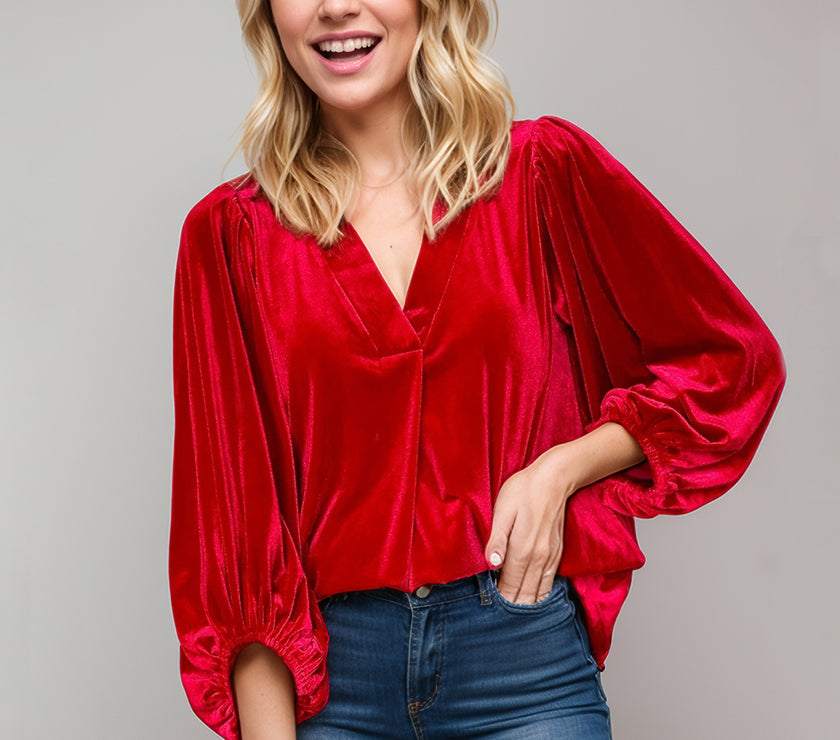 V-Neck Three-Quarter Sleeve Blouse