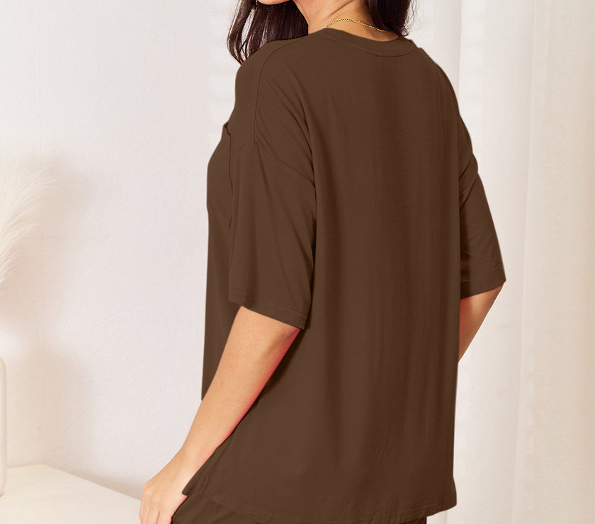 Basic Bae Full Size Soft Rayon Half Sleeve Top and Shorts Set