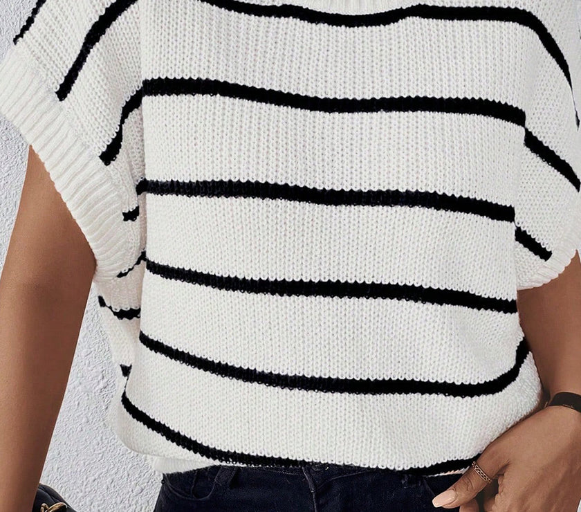 Striped Round Neck Sweater Vest