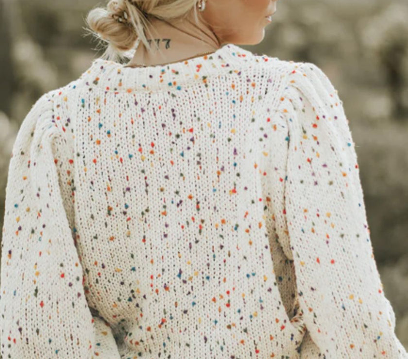 Confetti Round Neck Long Sleeve Sweater