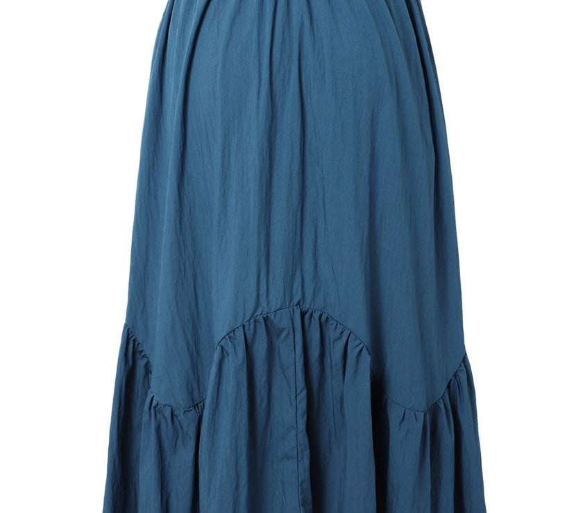 Smocked Waist Band Ruched Layered Skirt