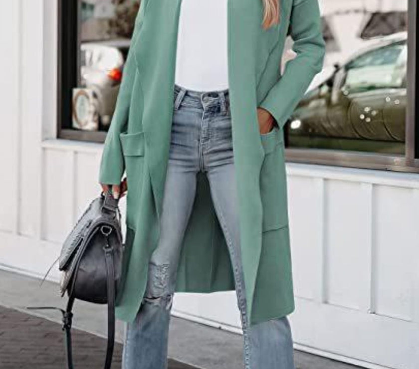 Open Front Dropped Shoulder Outerwear