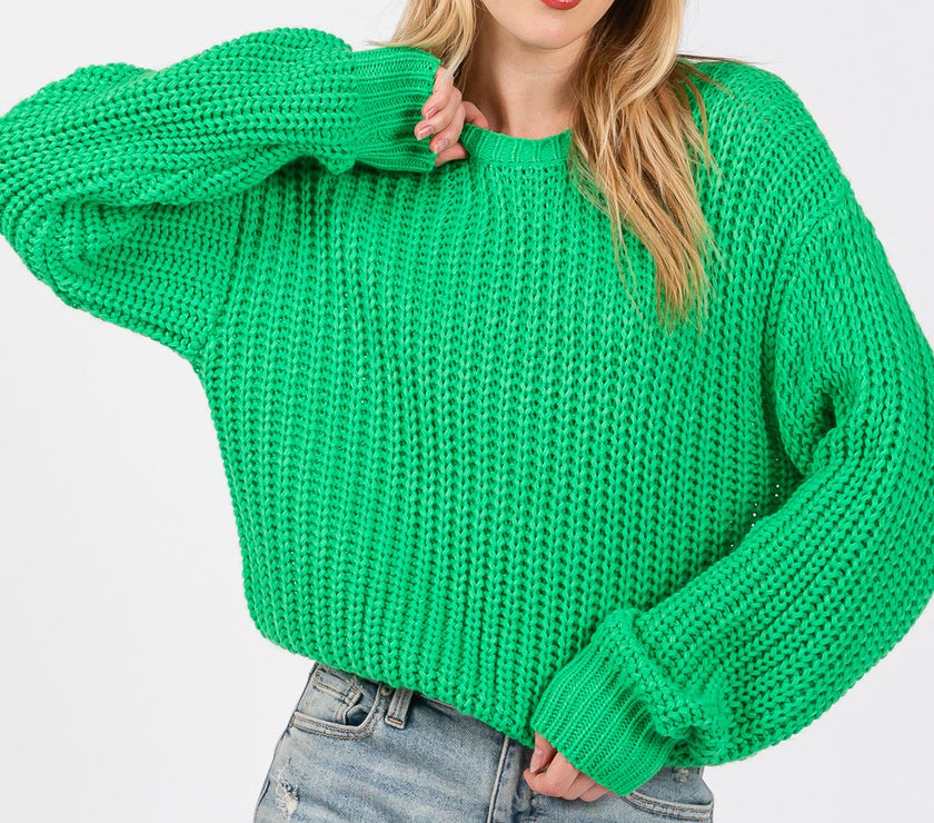 SAGE + FIG Round Neck Drop Shoulder Sweater