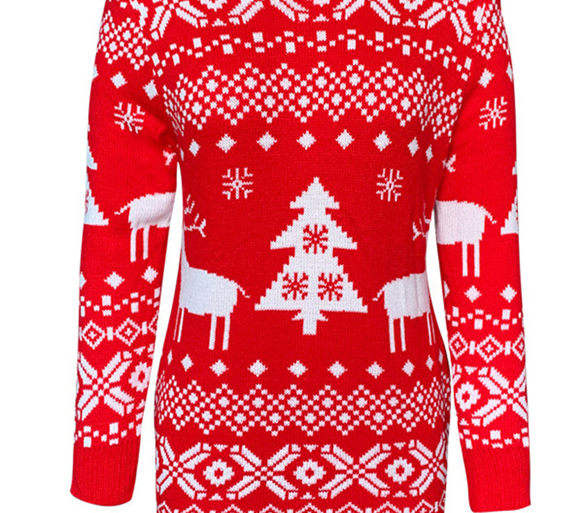 Christmas Element Round Neck Mini Sweater Dress