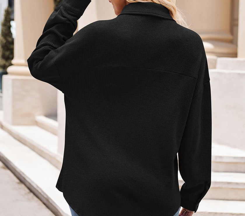 Mandy Collared Neck Dropped Shoulder Shirt